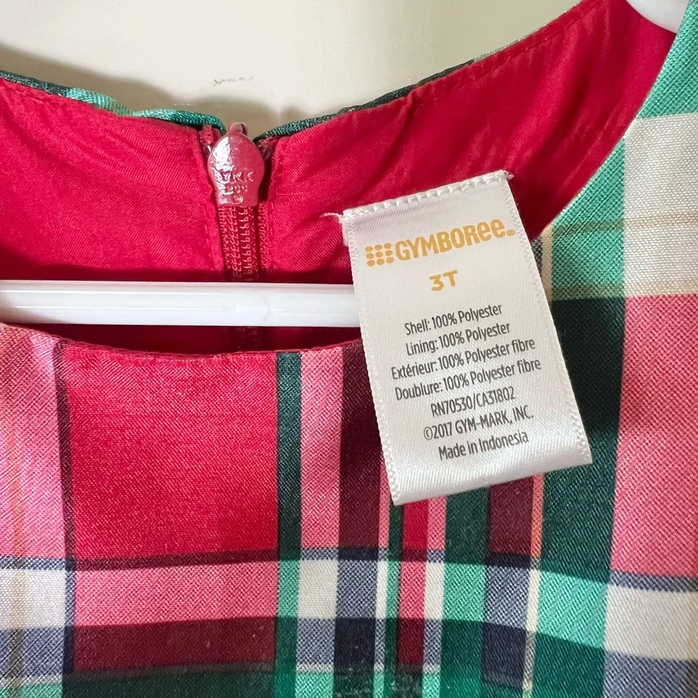 Gymboree Girls 3T Christmas Plaid Holiday Dress Red Green Tartan Tulle Bow